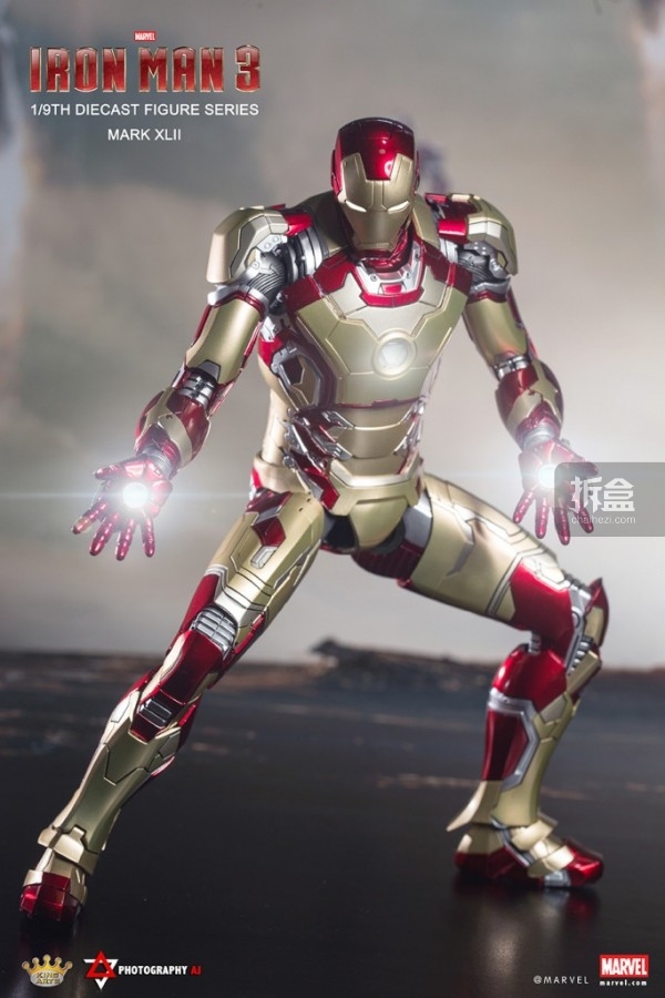 aj开箱kingarts首款合金系列19钢铁侠mk42