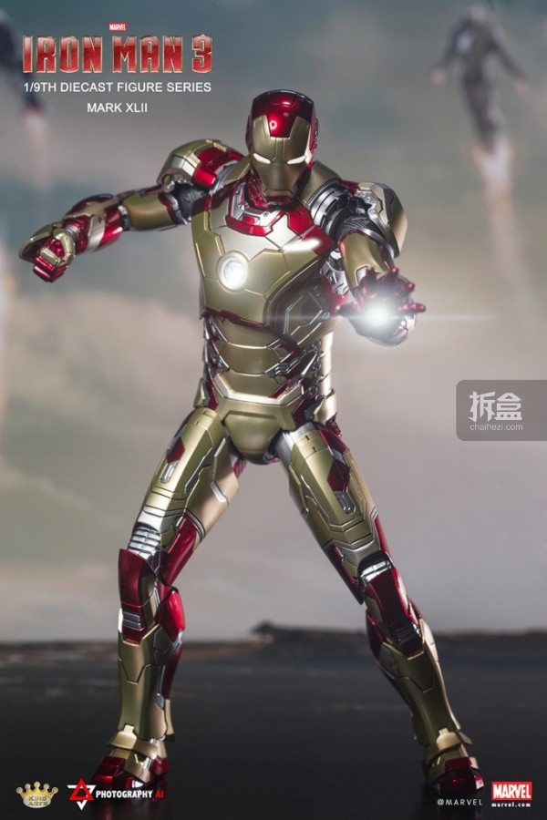 aj开箱kingarts首款合金系列19钢铁侠mk42